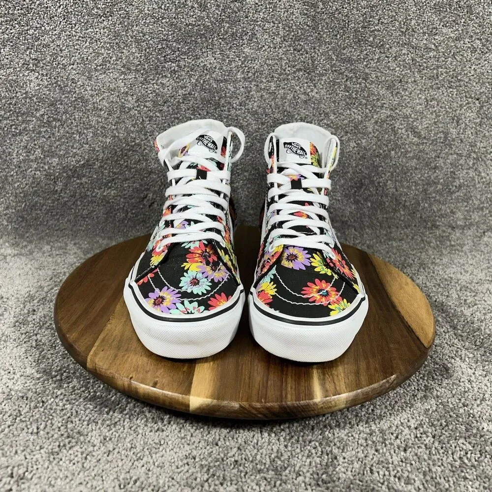 Vans Sk8-Hi Tapered Women’s Size 10 Peace Floral Sunflowers Skate Shoes Used